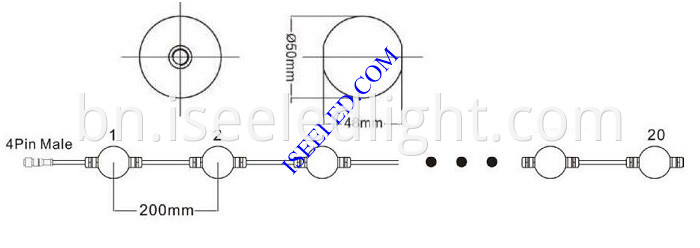 DMX512 LED Acrylic Ball RGB size